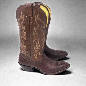 Vintage Nocona Cowboy Boot Pointed Toe Men's 10A Brown Leather 6536 35 403
